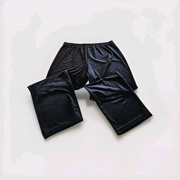 Coldwater Creek Pants Women XL Black Velvet Comfort Stretch Pull On Goth Witchy - Picture 1 of 15